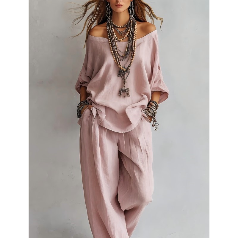 Linen Pant Wide - Sommer Neues Lässiges Zweiteiliges Leinen-Set für