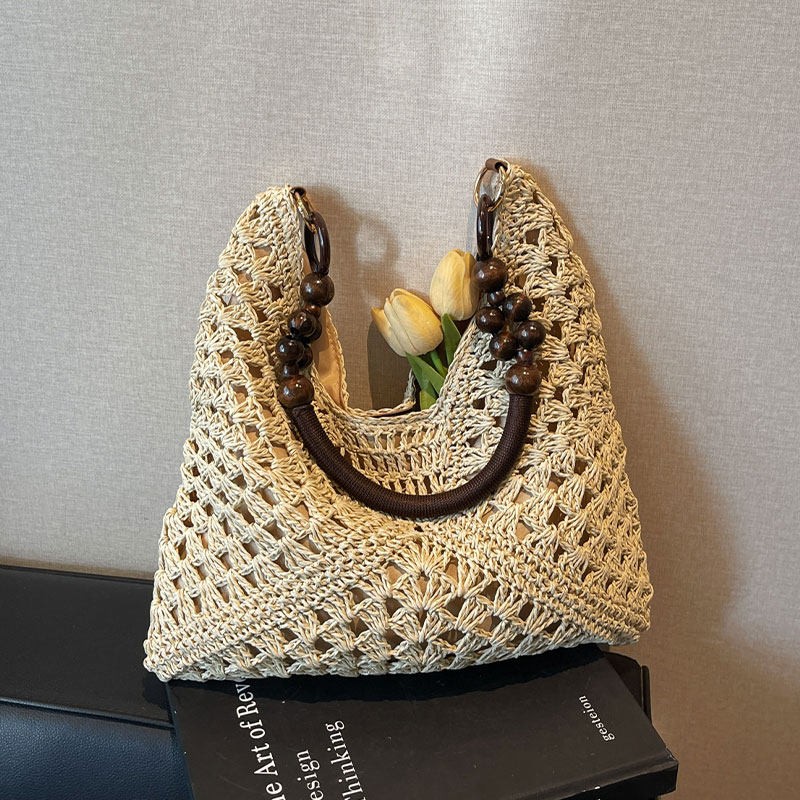 Tote Bag Beach - Strandurlaubsstil Große Kapazität Strohgewebte Schultertasche Damen