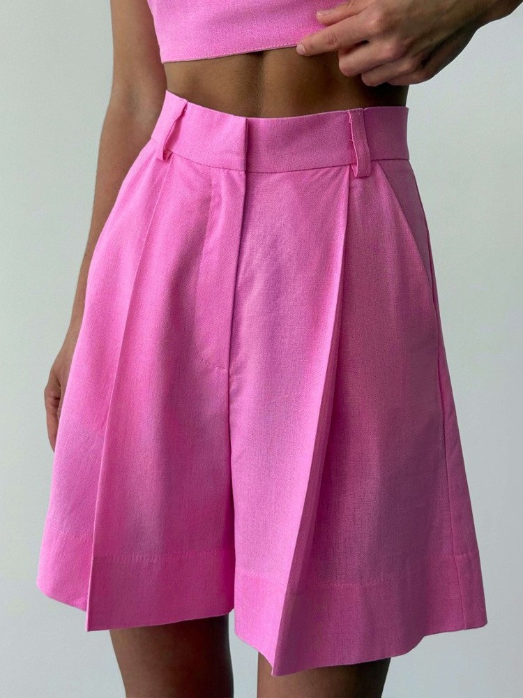 Linen Pant Wide - Lässige Leinen-Shorts mit weitem Bein, locker