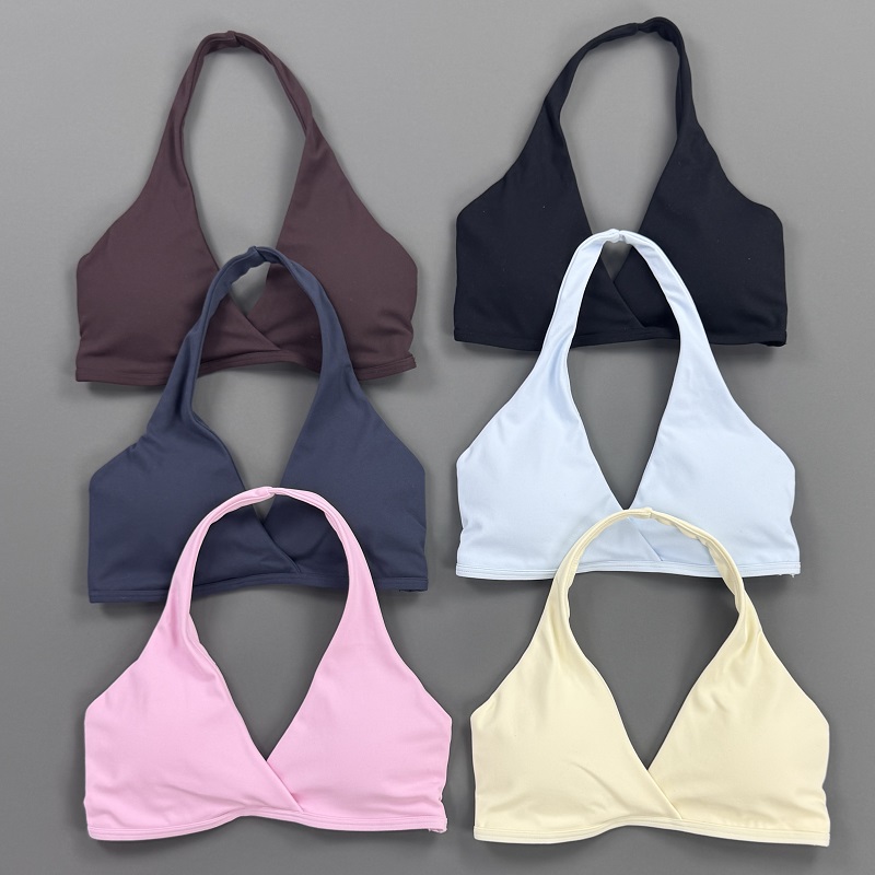 Crop Top Crochet - Sport-BH für Damen mit Neckholder, V-Ausschnitt,