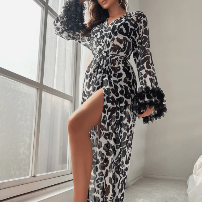 Großhandel Damen Leopardenmust – Kimono Sheer Floral Bewertung und Preis