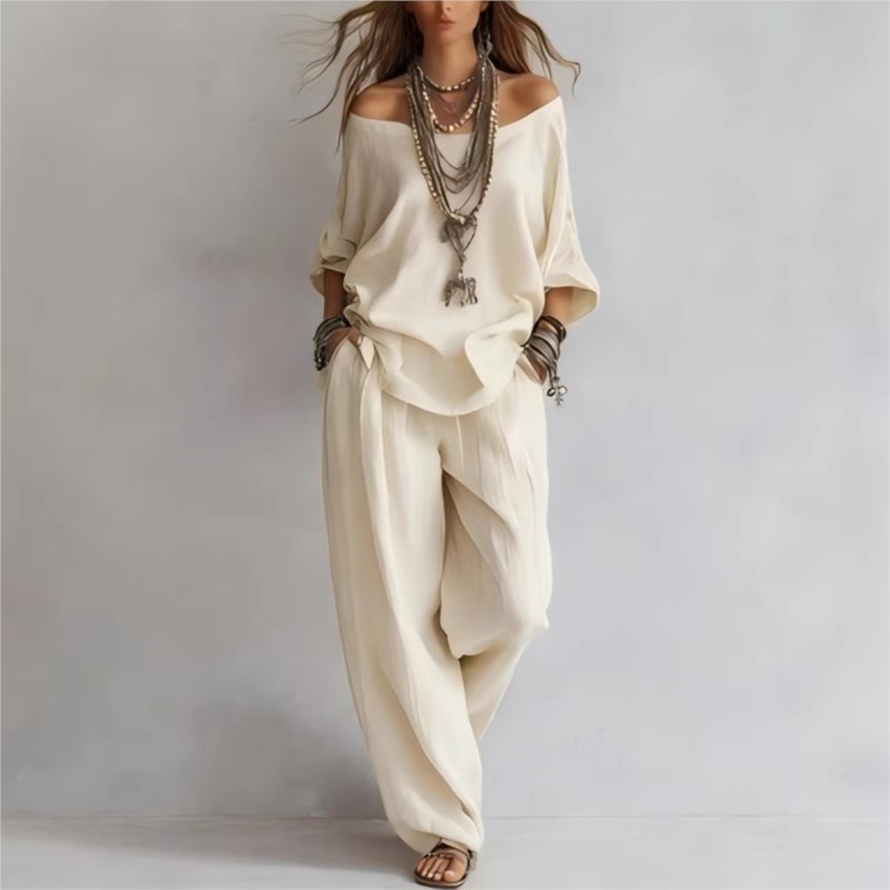 Sommer Neues Lässiges Zweiteil – Linen Pant Wide Bewertung und Preis