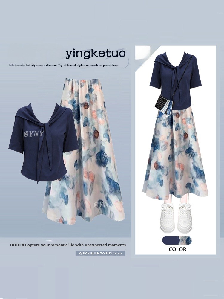 Elegantes, schlichtes, kurzärm – Midi Skirt Floral Bewertung und Preis