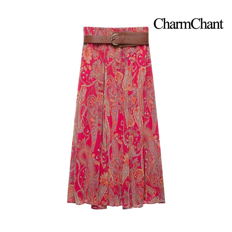 CHARMCHANT Damen Paisley-Print – Midi Skirt Floral Bewertung und Preis