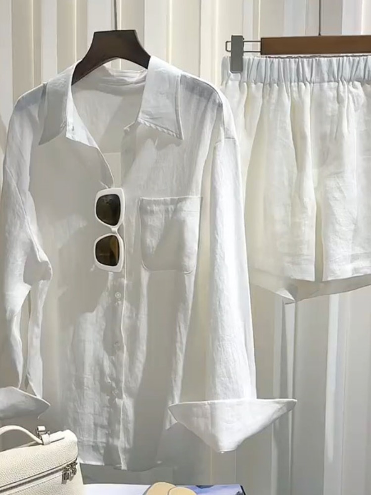 Sommer Damen Leinen-Hemd-Set L – Linen Pant Wide Bewertung und Preis