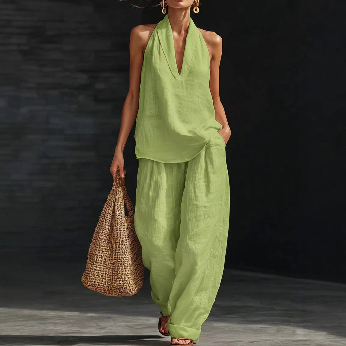 Sommerliches Retro-Set aus Bau – Linen Pant Wide Bewertung und Preis