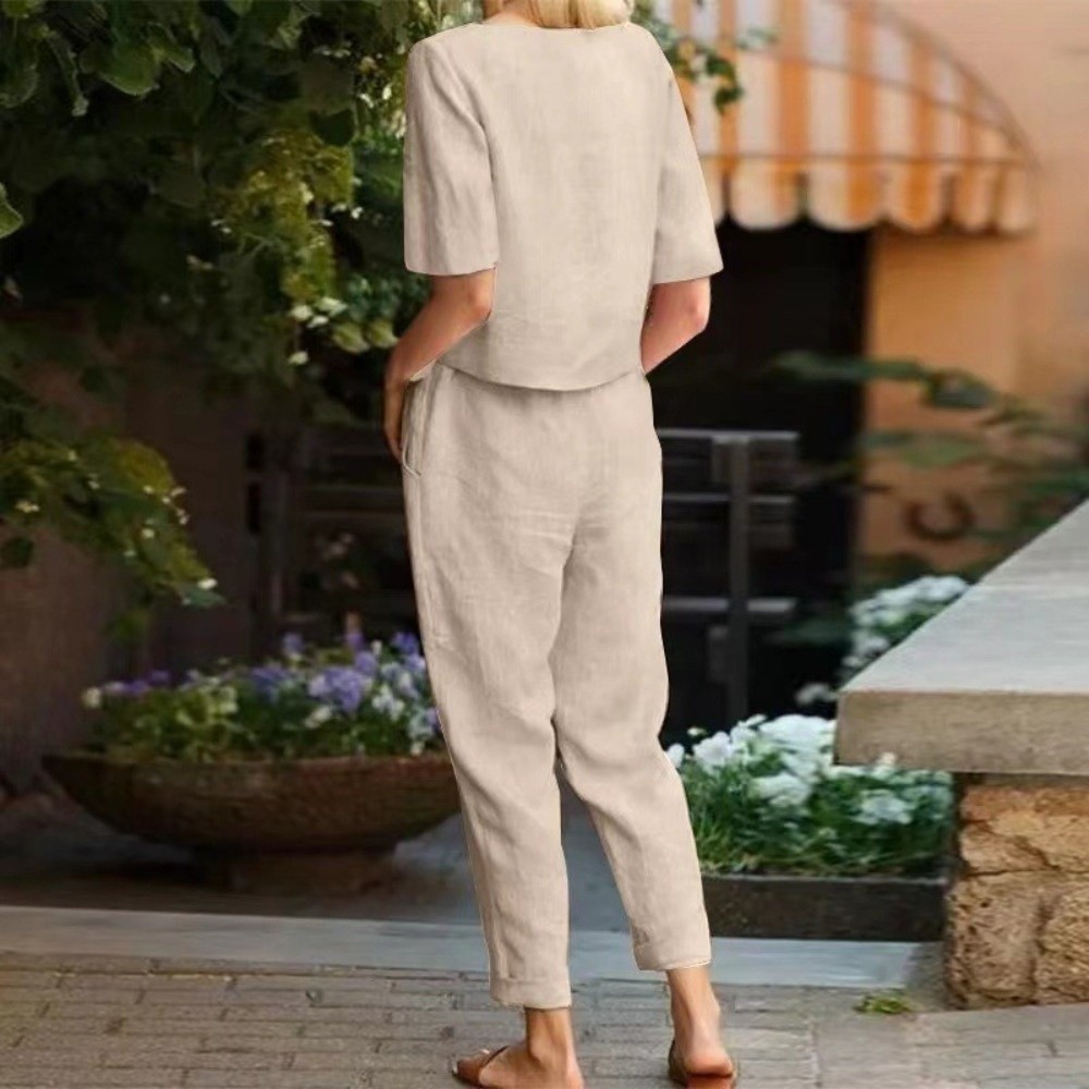 Halbärmeliger Damen-Baumwoll-L – Linen Pant Wide Bewertung und Preis